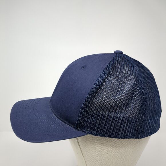 Port Authority Fitted Trucker Hat Blue L/XL Flexfit Mesh Back 6 Panel Blank - Picture 3 of 8